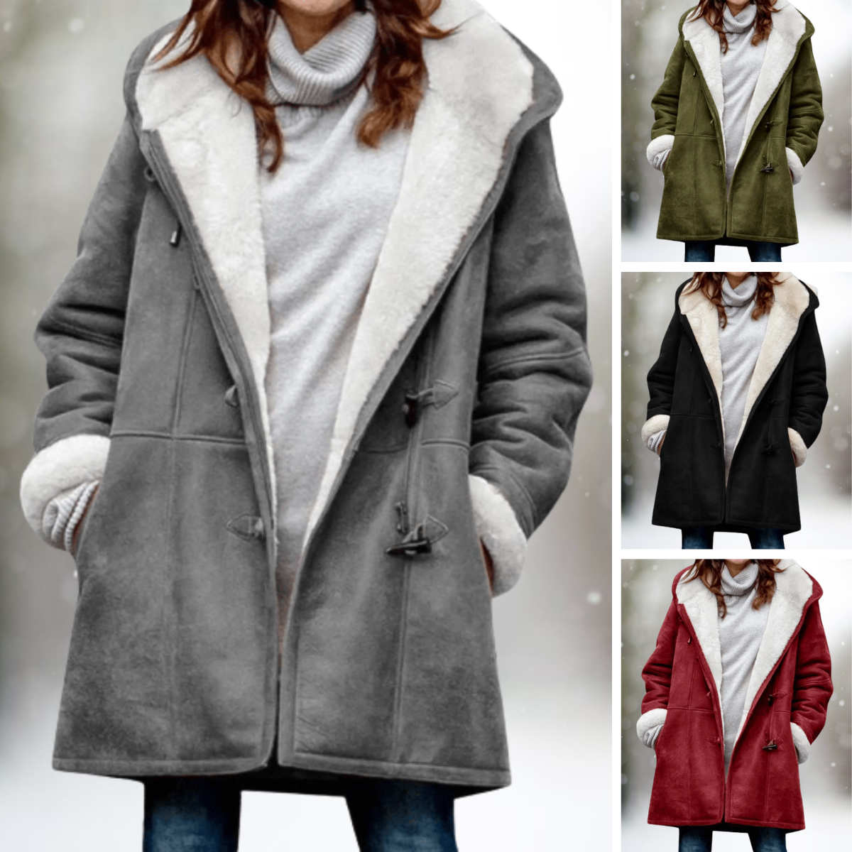 Deyse | Premium Fleece-Lined Hooded Suede Jacket