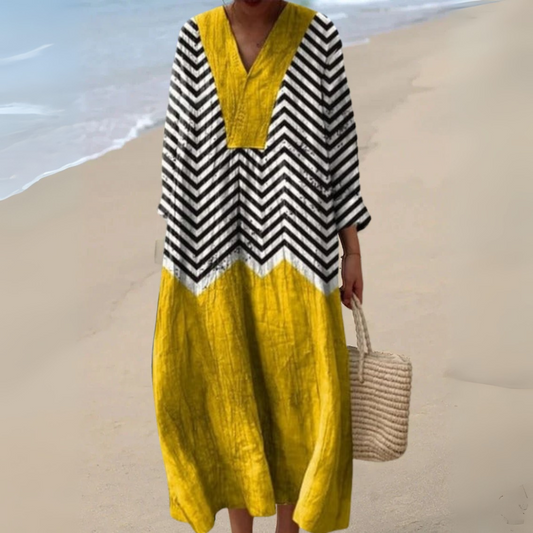 Kaia - Vintage Bohemian Geometric Print Dress