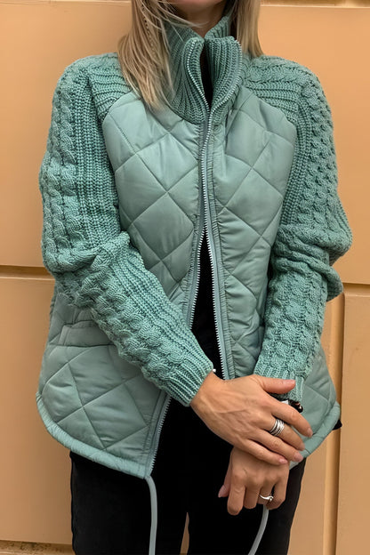 Therese | Patchwork Knit Jacket with Zip-Up Design