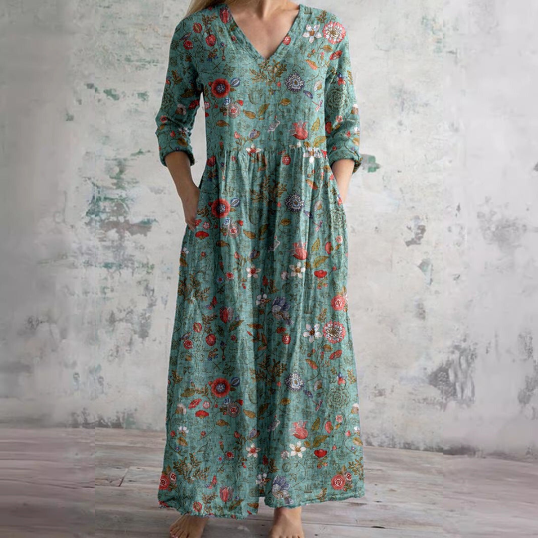 Dearyn | Floral V-Neck Summer Dress