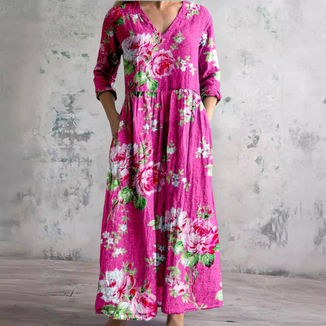 Dearyn | Floral V-Neck Summer Dress