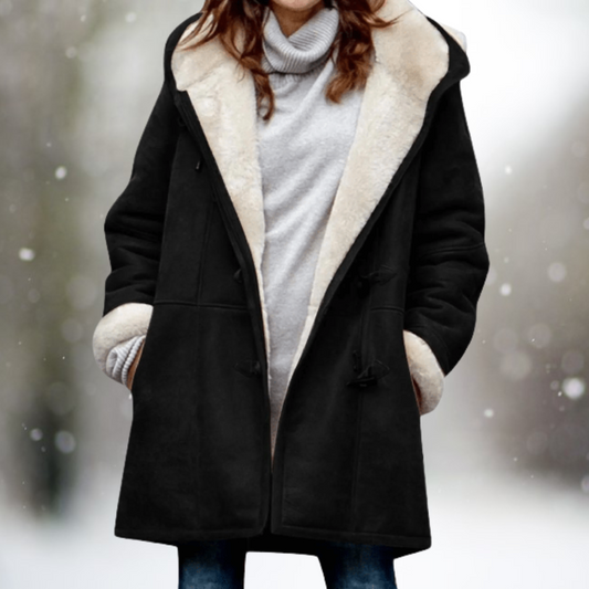 Deyse | Premium Fleece-Lined Hooded Suede Jacket