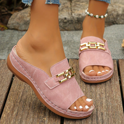 Romy | Luxurious Gold Chain Slide Sandals